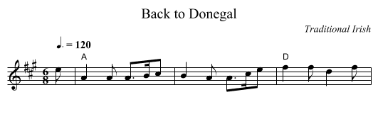 Back to Donegal - staff notation