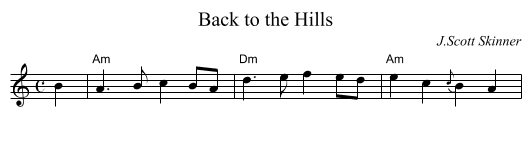 Back to the Hills - staff notation