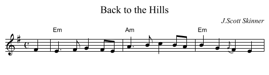 Back to the Hills - staff notation