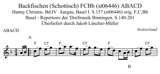 Backfischen (Schottisch) FCBb (st06446) ABACD - staff notation