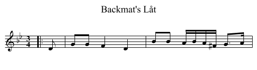 Backmat's Låt - staff notation