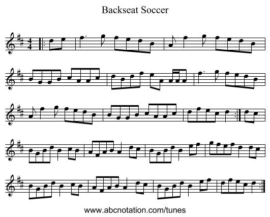 Backseat Soccer - staff notation