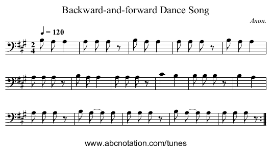 Backward-and-forward Dance Song - staff notation