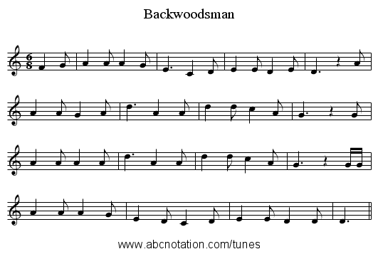 Backwoodsman - staff notation