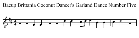 Bacup Brittania Coconut Dancer's Garland Dance Number Five - staff notation