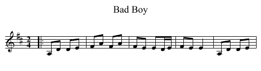 Bad Boy - staff notation