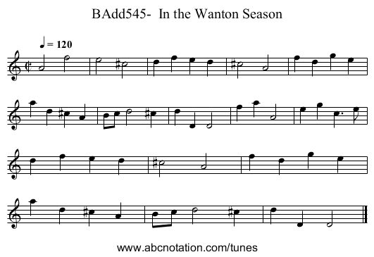 BAdd545-  In the Wanton Season - staff notation