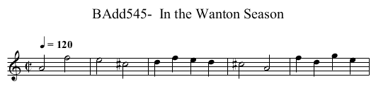 BAdd545-  In the Wanton Season - staff notation