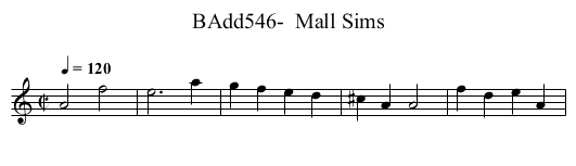 BAdd546-  Mall Sims - staff notation