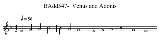 BAdd547-  Venus and Adonis - staff notation