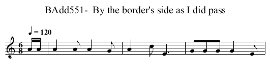 BAdd551-  By the border's side as I did pass - staff notation