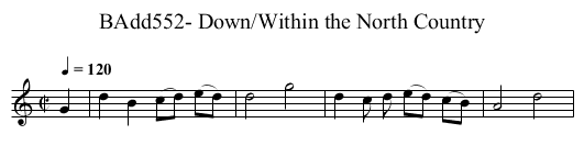 BAdd552- Down/Within the North Country - staff notation