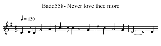 Badd558- Never love thee more - staff notation