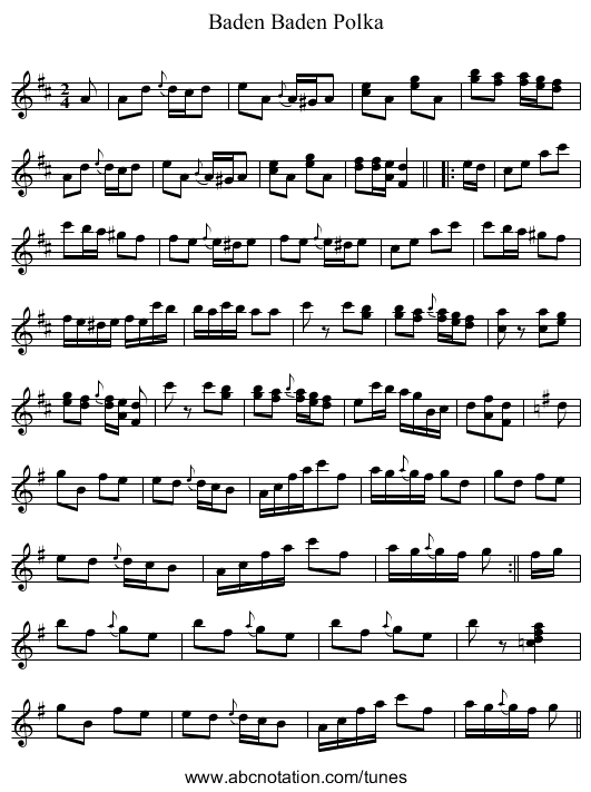 Baden Baden Polka - staff notation