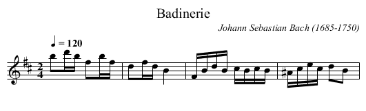 Badinerie - staff notation
