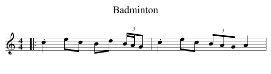 Badminton - staff notation