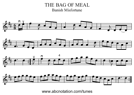 BAG OF MEAL, THE - staff notation