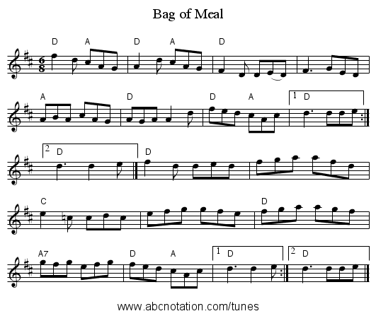 Bag of Meal - staff notation