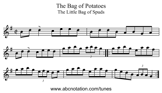 Bag of Potatoes, The - staff notation