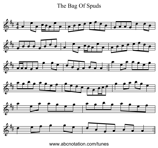 Bag Of Spuds, The - staff notation
