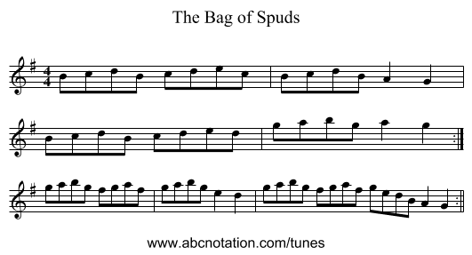 Bag of Spuds, The - staff notation