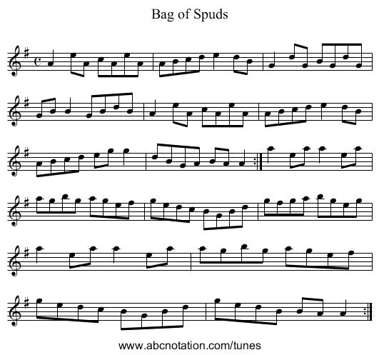 Bag of Spuds - staff notation