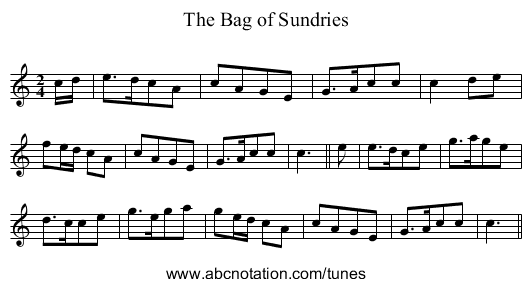 Bag of Sundries, The - staff notation