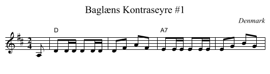 Bagl&aelig;ns Kontraseyre #1 - staff notation