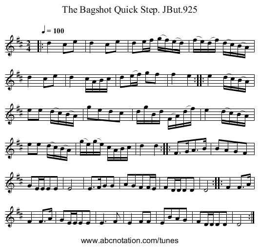 Bagshot Quick Step. JBut.925, The - staff notation