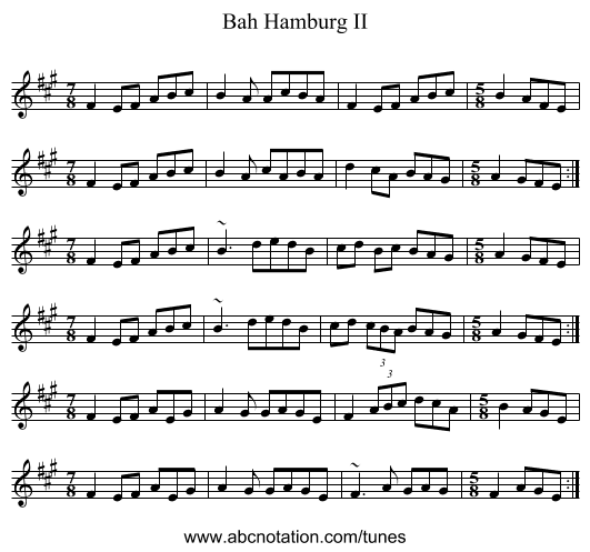 Bah Hamburg II - staff notation