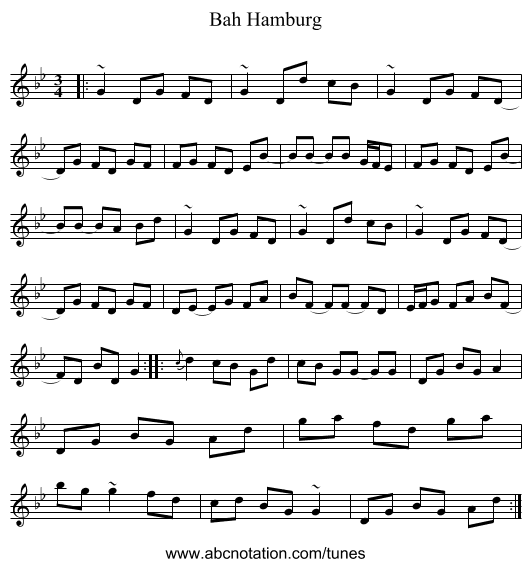Bah Hamburg - staff notation