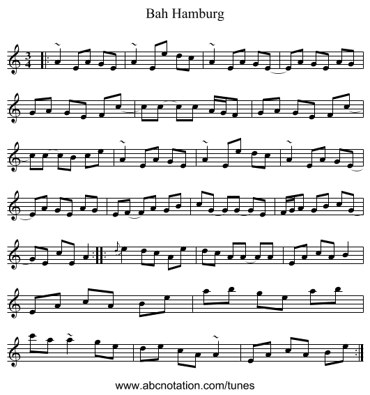 Bah Hamburg - staff notation