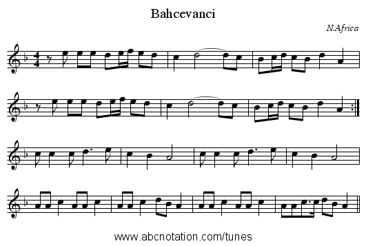 Bahcevanci - staff notation