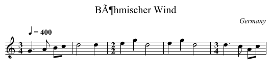 BÃ¶hmischer Wind - staff notation