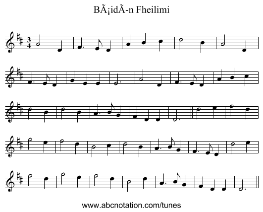 BÃ¡idÃ­n Fheilimi - staff notation