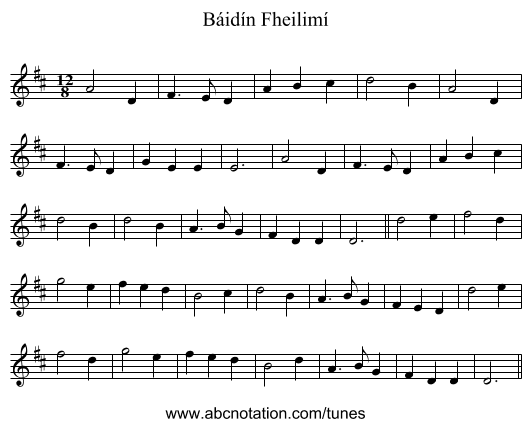 Báidín Fheilimí - staff notation