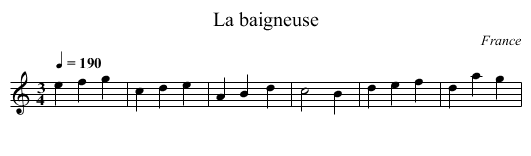 baigneuse, La  - staff notation