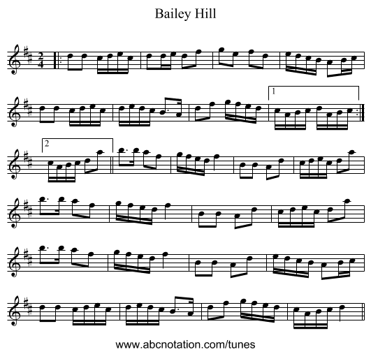 Bailey Hill - staff notation
