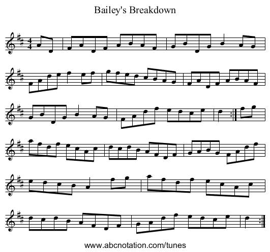 Bailey's Breakdown - staff notation