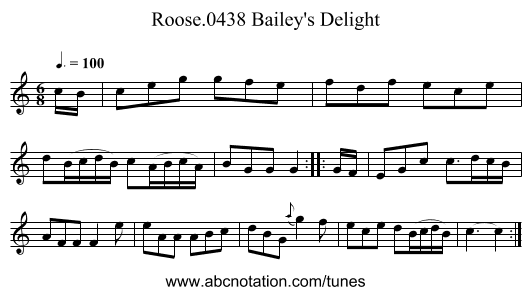 Bailey's Delight, Roose.0438 - staff notation