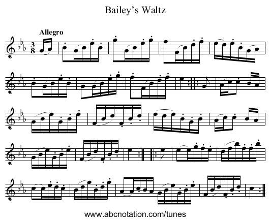 Bailey’s Waltz - staff notation