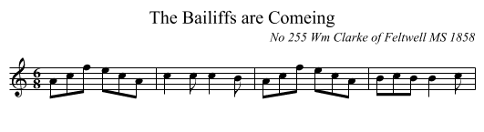 Bailiffs are Comeing, The  - staff notation