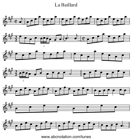 Baillard, La - staff notation