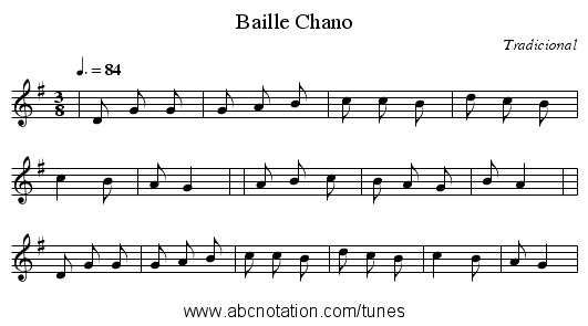 Baille Chano - staff notation