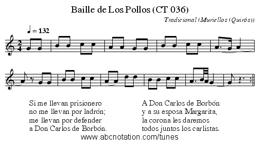 Baille de Los Pollos (CT 036) - staff notation