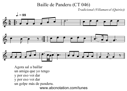 Baille de Panderu (CT 046) - staff notation