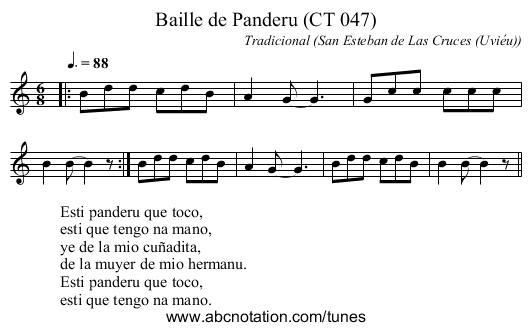 Baille de Panderu (CT 047) - staff notation