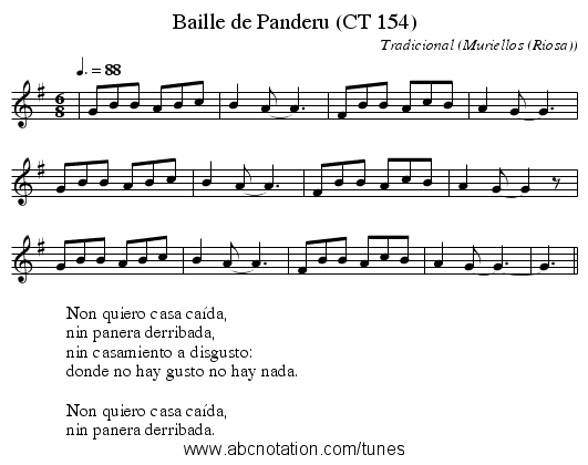 Baille de Panderu (CT 154) - staff notation