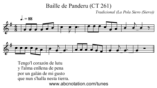 Baille de Panderu (CT 261) - staff notation