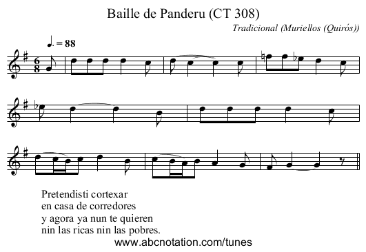Baille de Panderu (CT 308) - staff notation